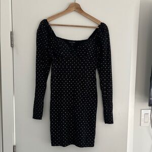 As U Wish Black Dress with Gold Dots